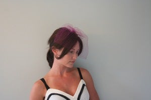 Image of Magenta french netting birdcage veil