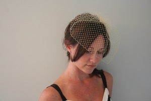 Image of Pale yellow birdcage veil