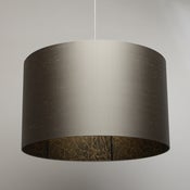 Image of Extra large drum lampshade 80cm diameter / / Silver silk with gold line illustration lining