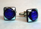 Image of Ocean Blue 0n Silver Cuff Links - 05
