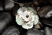 Image of Pendant-Mother of Pearl Flower with Omega Chain Necklace