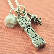Image of Hickory Dickory Dock - Sterling Silver Clock and Mouse Necklace
