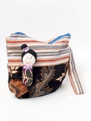 Image of Half Moon Pouch with Peranakan Woman Dolly-Dark. MPH0907