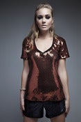 Image of Sequin V-Neck TShirt
