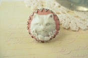 Image of Antique Silver Pink Cat Ring