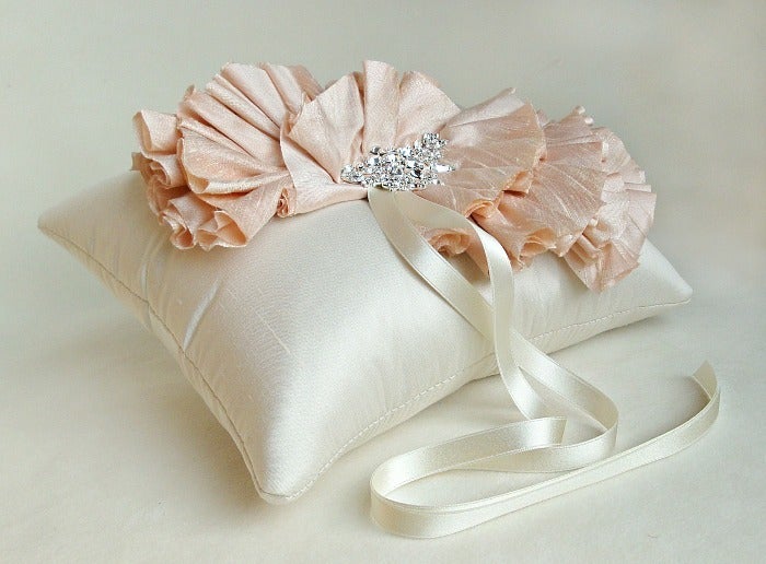 Image of Ivory Silk Ruffle Ring Bearer Pillow - More Colors Available