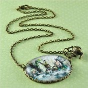 Image of Take Some Tea Alice - Bronze Mad Hatter Wonderland Tea Party Necklace with Teapot