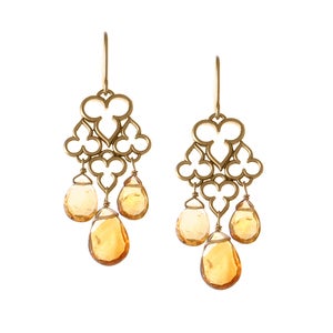 Image of Fleur De Lis Earrings w. Briolettes, Vermeil