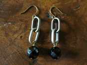 Image of Chunky Chain Earrings with Black Crystal