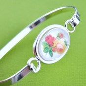 Image of Roses in Bloom - Silver Plated Cameo Bracelet 
