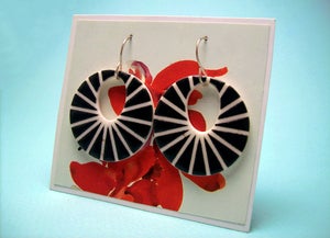 Image of Striking Starburst Porcelain Earrings in Black and White