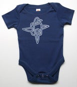 Image of Baby Onesie - Blue with Patternmaker Bird Design