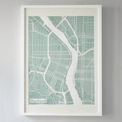 Image of Mint Silk-Screen Printed Map of Portland
