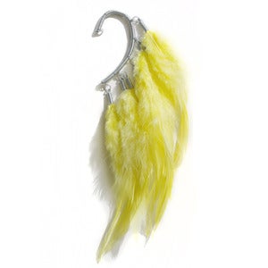 Image of Ear cuff with lime yellow feathers