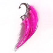 Image of Ear cuff with hot pink feathers