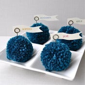 Image of Teal/turquoise yarn pom pom place holders
