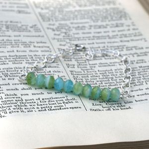 Image of (SOLD) Ocean Green-Blue Beaded Bracelet on Sterling Silver