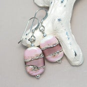Image of Pink and Organic Earthy Striped Handmade Glass Bead Earrings