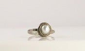 Image of Nested White Pearl Engagement Ring