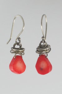 Image of Bamboo Coral Bead Drop Earrings