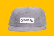 Image of Orchard 5 Panel Hat - Black Chambray Text Logo