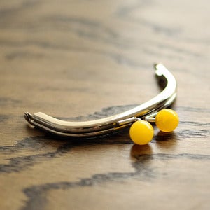 Image of Purse Frame : Amber Bauble : 4" x 2 3/4" Curved