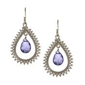 Image of Medium Teardrop Earrings w. Stone, Sterling Silver