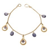 Image of Teardrops Bracelet w. Stones, Vermeil