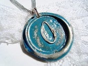 Image of Aqua Wax Seal Pendant Necklace