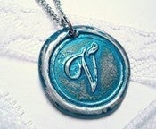 Image of Metallic Teal Wax Seal Pendant Necklace by Ritzy Misfit