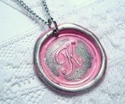 Image of Breast Cancer Awareness Pink Wax Seal Pendant Necklace