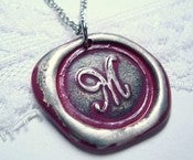 Image of Fushia Wax Seal Pendant Necklace By Ritzy Misfit