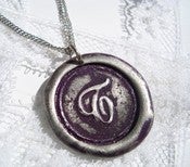 Image of Plum Wax Seal Pendant Necklace