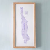 Image of Purple Silk-Screen Printed Map of NYC