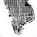 Image of Black Silk-Screen Printed Map of NYC