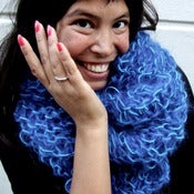 Image of Poofy mohair scarf: royal blue mohair w/ babyblue