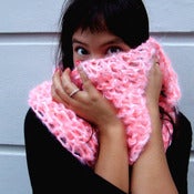 Image of Poofy Mohair Scarf: White mohair w/ peach