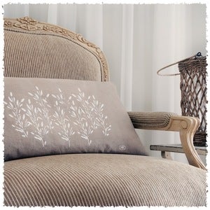 Image of Cushion: Linen/Cotton <i>'Olives' on Spice</i>