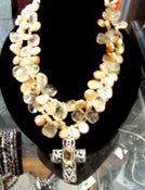 Image of Lemon Topaz Lemon Coin Pearls with Cross Diva