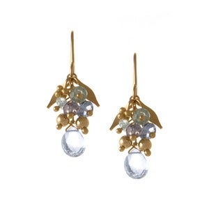 Image of Small Vine Earrings w. Stones, Vermeil