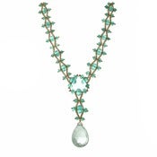 Image of Lattice Necklace, "Y", 14k Gold w. Gems