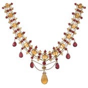 Image of Lattice Necklace, Hanging w. Double Weave, 14k w. Gems