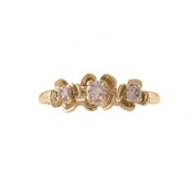 Image of Three Flower Ring w. Diamonds, 14k Gold