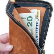 Image of Zipper Wallet<br>Camel Suede