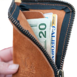 Image of Zipper Wallet<br>Camel Suede<br><font color="red">FEB Special 20% SALE</font>