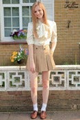 Image of Miss Patina British Style Skirt-Like Shorts (Camel)