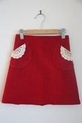 Image of Cord Skirt with doily trimmed pockets