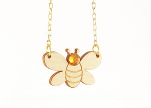 Image of Bumble Bee Necklace [Wood or Yellow Mirror]