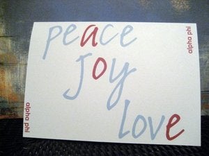 Image of Alpha Phi 'Peace, Joy, Love AOE' - Set of 8 note cards