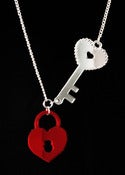 Image of Lock & Key Necklace - Red